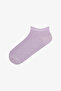 White Lilac Tiny Bloom Crispy Floral Patterned 5 Pairs of Booties Socks - 3