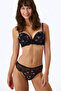 Black Heart Printed Floral Padded Push up Bra - 2