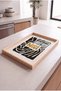 Modern Nice Lettering - Rectangular Coffee Presentation, Engagement, and Serving Tray with Natural Wood Frame - 3