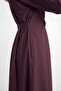 Women's Shirt Collar Belted Long Dress – 20745Elb - Damson - 3