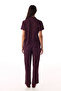 Burgundy Leopard Ribbed Short Sleeve Shirt Pants Pajama Set - 4