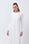 Women's Chiffon Detailed Long Dress - 12447Elb Ecru - 2