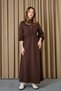 Women's Dress with Tunnel Waist and Snap Detail - 12655Elb Brown