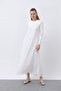 Women's Chiffon Detailed Long Dress - 12447Elb Ecru