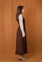 Women's Belt Detailed V-Neck Suede Dress - 32406Elb Brown - 4