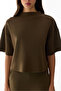 Khaki Crew Neck Cropped Modal Top - 3