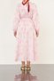 Women's 3D Floral Patterned Belted Maxi Dress -20695Elb Pink - 5