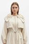 Women's Balloon Sleeve Detailed Belted Short Trenchcoat-32450Trc Beige - 2