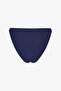 Navy Blue Hailey Minimal Textured Mid-Waist Bikini Bottom - 6