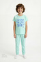 Boy's Navy Blue Cosmic Nap Short Sleeve 2-Piece Pajama Set - 4