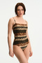 Cesira Strapless Zebra Patterned Glitter Swimsuit
