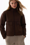 Brown Pocket Detailed Scuba Zippered Long Sleeve Jacket - 2