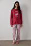 Bordo Good Mood Slogan Printed Thermal Effect Sweatshirt Pajama Top - 2