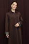 Women's Polo Collar Dress with Hidden Placket - 12652Elb Brown - 2