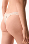Cream Pink Comfortable Cotton Floral Thong - 2