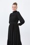 Women's Draped Detailed High Collar Dress - 12613Elb Black - 2