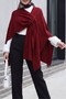 Casual Cut Daily Knitwear Poncho -Burgundy