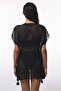 Black Basic Chiffon V-Neck Mini Kaftan - 2