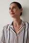 Aging Collagen Striped Shirt Collar Short Sleeve Pajama Set - 2