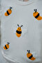 Baby Girl Bee Embroidered Scallop Detailed Ribbed Double Set Mustard Yellow White - 6