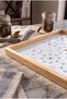 Rectangular Coffee Presentation, Engagement, and Serving Tray with Traditional Motifs - Natural Wood Frame - 5