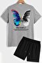Butterfly Back Printed Shorts T-shirt Tracksuit Set