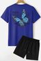 Back Printed Shorts T-shirt Tracksuit Set