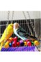 5-Piece Bird and Parrot Toy Set,Natural Wood Swing and Hanging Bell Toys for Parakeets,Cockatiels,and Finches - 4