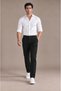 Men's Black Classic Fabric Trousers Slim Fit Lycra Ankle Length Narrow Leg - 4