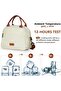 Insulated Lunch Bag for Men and Women,Waterproof Cooler Box with Adjustable Straps,White and Brown - 5