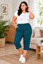 Plus Size High Waist Flexible Rib Fabric Comfortable Cut Home Wear Capri - 3