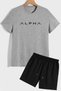 Alpha Shorts T-shirt Tracksuit Set