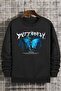 Unisex Blue Butterfly Crew Neck Sweatshirt