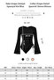 Women's Black Round Neck Drape Detailed Spanish Sleeve Hijab Matching Blouse - 6