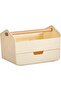 Desktop Organizer Storage Box with Drawer and Wooden Handle,Stationery and Accessory Holder Bin,Light Yellow - 7