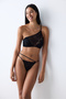 Single Shoulder Padded Black Bra