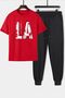 Unisex Los Angles Printed 2-Piece Tracksuit Set