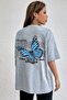 Unisex Gray Back Butterfly Printed T-shirt