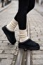 Women's Black Tazz Fur Inside Ultra Mini Embroidered Thick Sole Suede Home Slippers-Shoes 4.5 cm Bynduggt02 - 6