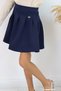 Girl's Skirt with Pleated Detail and Embroidery, Ages 8-14, Navy Blue - 3