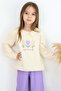 Girl's Tracksuit Set Confidence Themed Shimmering Tulips Printed 1.5-5 Years, Cream - 3