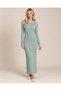 Women's steel braided striped long cotton knit dress - 4