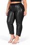 Plus Size Mom High Waist Leather-Look Leg Detailed Knitted Women's Trousers - 5