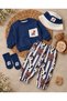 Cute Dog Print Seasonal Flexible and Comfortable Fabric Top and Bottom Set with Printed Socks and Safari Hat 4-Piece Baby Boy Set - 2
