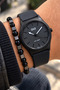 10 Atm: Pool and Sea Use, Black Silicone Cord Men's Wristwatch+Bracelet