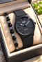 10 Atm: Pool and Sea Use, Black Silicone Cord Men's Wristwatch+Bracelet - 2