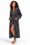 100% Cotton Bathrobe for Men and Women, Unisex, Hooded, with Pockets, Ribbed Towel Bathrobe, Anthracite - 4