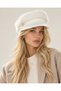 Women's Angora Furry Brooch Detail Cap Hat - Wool Textured - 3