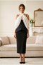 Rani Halter Neck Chiffon Evening Dress Bridal Shawl Ecru