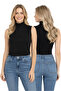 Lirona-Women's Sleeveless Semi Turtleneck Modal Blouse 3-Piece - 4